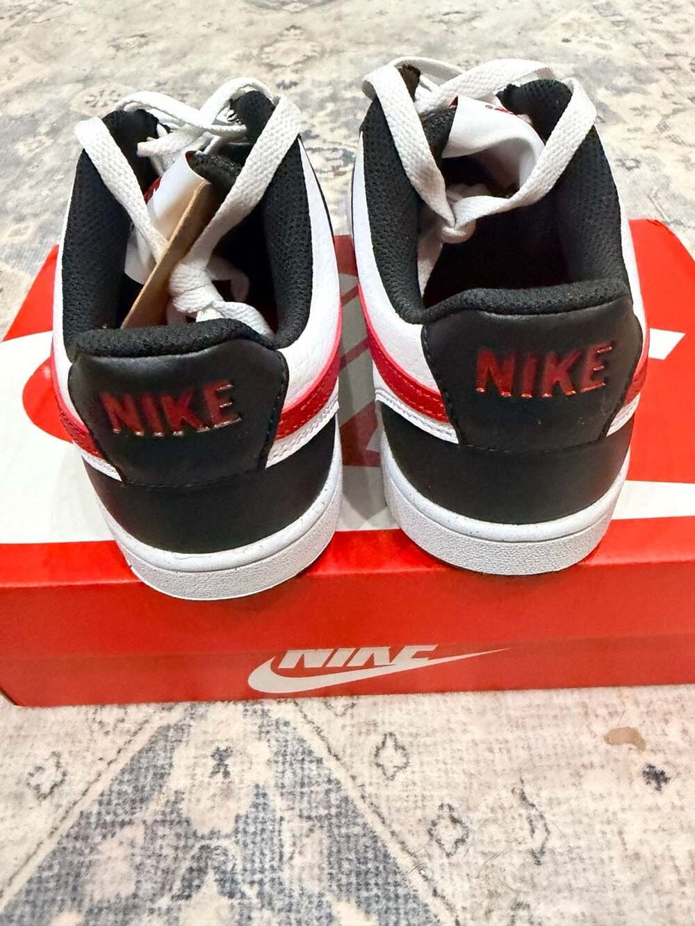 Nike Court Vision Low Next Nature Sneakers Black White Red- 7W/5.5Y - Picture 6 of 10